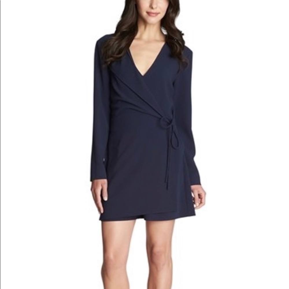 1. State Navy  Blue Long Sleeve Wrap Romper SZ S